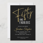 50e verjaardag Elegant Script Zwart & Goud Minimal Kaart (Voorkant)