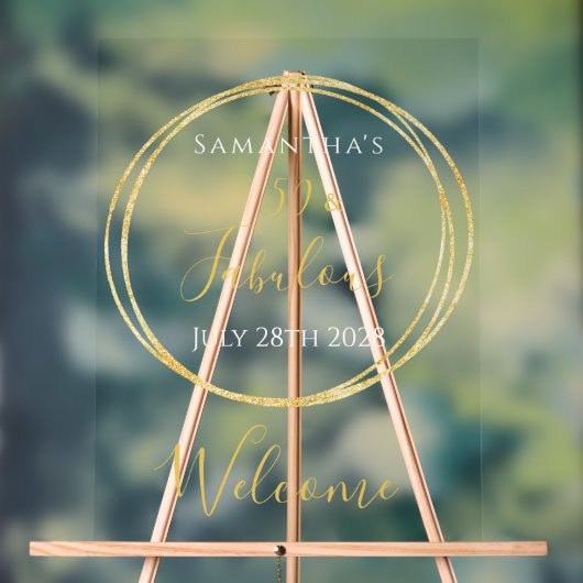 50e verjaardag Elegant verjaardagsfeest Welkom Acryl Bord (Neutraal)