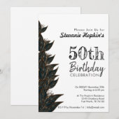 50e verjaardag Elegant White Modern Botanical Kaart (Voorkant / Achterkant)