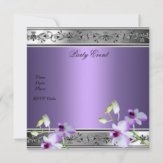 50e Verjaardag Elegant Zilver Grijs Lila Bloem (Achterkant)