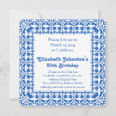 50e verjaardag Elegante Blauw-Wit Party Uitnodigin Kaart (Achterkant)