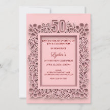 50e Verjaardag Elegante Bloemige Papercut Stijl