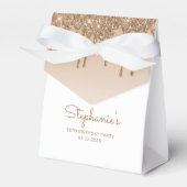 50e Verjaardag Elegante Gouden Glitter Drip Script Bedankdoosjes (Voorkant Zijde)