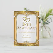 50e verjaardag Elegante Gouden Witte Parel Goudkle Kaart (Staand voorkant)