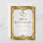 50e verjaardag Elegante Gouden Witte Parel Goudkle Kaart (Voorkant)