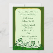 50e verjaardag elegante groene florale uitnodiging (Achterkant)