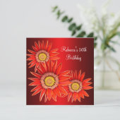 50e verjaardag Elegante rode bloemen Kaart (Staand voorkant)