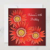 50e verjaardag Elegante rode bloemen Kaart (Voorkant)