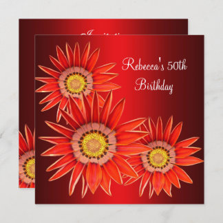 50e verjaardag Elegante rode bloemen Kaart