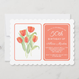 50e verjaardag Elegante rode tulp Flora Kaart