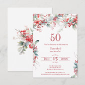 50e verjaardag Elegante Winter Berry Botanical Kaart (Voorkant / Achterkant)