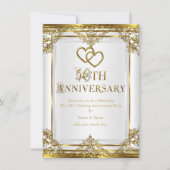 50e verjaardag Elegante witte gouden parel Kaart (Voorkant)