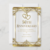 50e verjaardag Elegante witte goudkleurige parel Kaart (Voorkant)