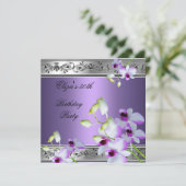 50e Verjaardag Elegante Zilveren Grijs Lilac Bloem (Staand voorkant)