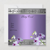 50e Verjaardag Elegante Zilveren Grijs Lilac Bloem (Achterkant)