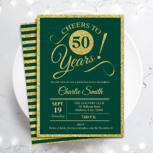 50e verjaardag - ELKE AGE Gold Green Kaart