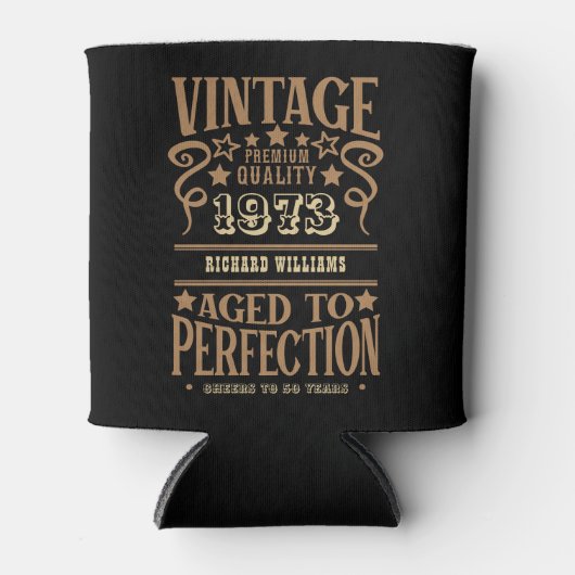 50e verjaardag Elke pagina Zwarte Gold Elegant afb Blikjeskoeler (Voorkant)