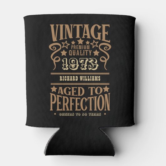 50e verjaardag Elke pagina Zwarte Gold Elegant afb Blikjeskoeler (Achterkant)