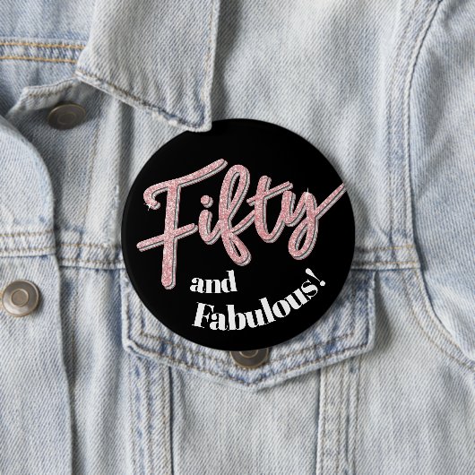 50e verjaardag en geweldige glitterkunst ronde button 4,0 cm (In situ)
