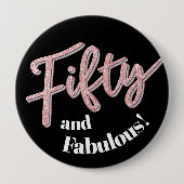 50e verjaardag en geweldige glitterkunst ronde button 4,0 cm (Voorkant)