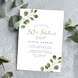 50e verjaardag Eucalyptus Elegant Party Kaart