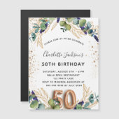 50e verjaardag eucalyptus foliage nodigmagnet (Voorkant / Achterkant)