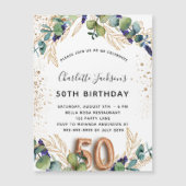 50e verjaardag eucalyptus foliage nodigmagnet (Voorkant)