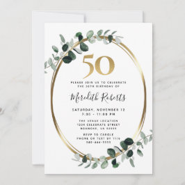 50e verjaardag Eucalyptus Gold Metallic Party Kaart