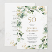 50e verjaardag Eucalyptus Kaart Verzoek (Voorkant / Achterkant)