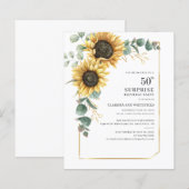 50e verjaardag Eucalyptus Sunflower Invites (Voorkant / Achterkant)