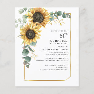 50e verjaardag Eucalyptus Sunflower Invites