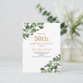 50e verjaardag Eucalyptus Waterverf Briefkaart (Staand voorkant)