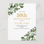 50e verjaardag Eucalyptus Waterverf Briefkaart (Voorkant)