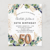 50e verjaardag - eucalyptusbegrotingsuitnodiging flyer (Voorkant)