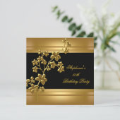 50e verjaardag Exotic Gold Black Floral Kaart (Staand voorkant)