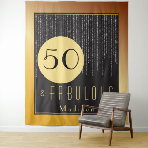 50e Verjaardag Fab Gold Cool Fun Tapestry Wandkleed