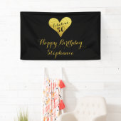 50e verjaardag Fabulous 50 Black | Faux Gold Heart Spandoek (Insitu)