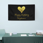 50e verjaardag Fabulous 50 Black | Faux Gold Heart Spandoek (Beurs)