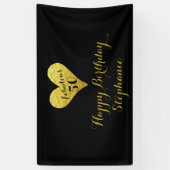 50e verjaardag Fabulous 50 Black | Faux Gold Heart Spandoek (Verticaal)