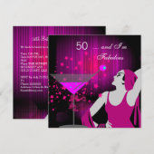 50e verjaardag Fabulous 50 Diva Pink White Kaart (Voorkant / Achterkant)