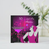50e verjaardag Fabulous 50 Diva Pink White Kaart (Staand voorkant)