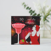 50e verjaardag Fabulous 50 diva Red Black Kaart (Staand voorkant)