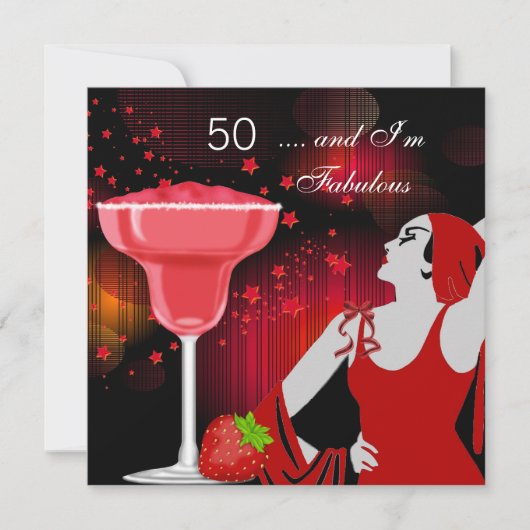 50e verjaardag Fabulous 50 diva Red Black Kaart (Voorkant)