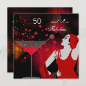 50e verjaardag Fabulous 50 diva Red White Kaart (Voorkant / Achterkant)