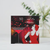 50e verjaardag Fabulous 50 diva Red White Kaart (Staand voorkant)