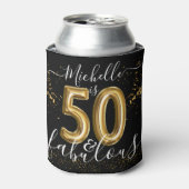 50e verjaardag Fabulous Black Gold Glitter-ballon Blikjeskoeler (Blikje Voorkant)