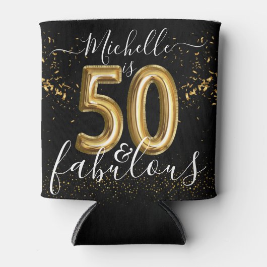 50e verjaardag Fabulous Black Gold Glitter-ballon Blikjeskoeler (Voorkant)