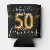 50e verjaardag Fabulous Black Gold Glitter-ballon Blikjeskoeler (Achterkant)