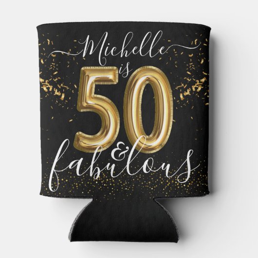 50e verjaardag Fabulous Black Gold Glitter-ballon Blikjeskoeler (Achterkant)