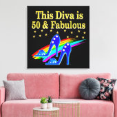 50E VERJAARDAG FABULOUS DIVA DESIGN CANVAS AFDRUK (Insitu (Woonkamer))